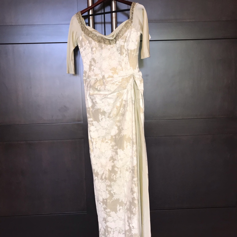 Gold Green Evening Dress Size 8